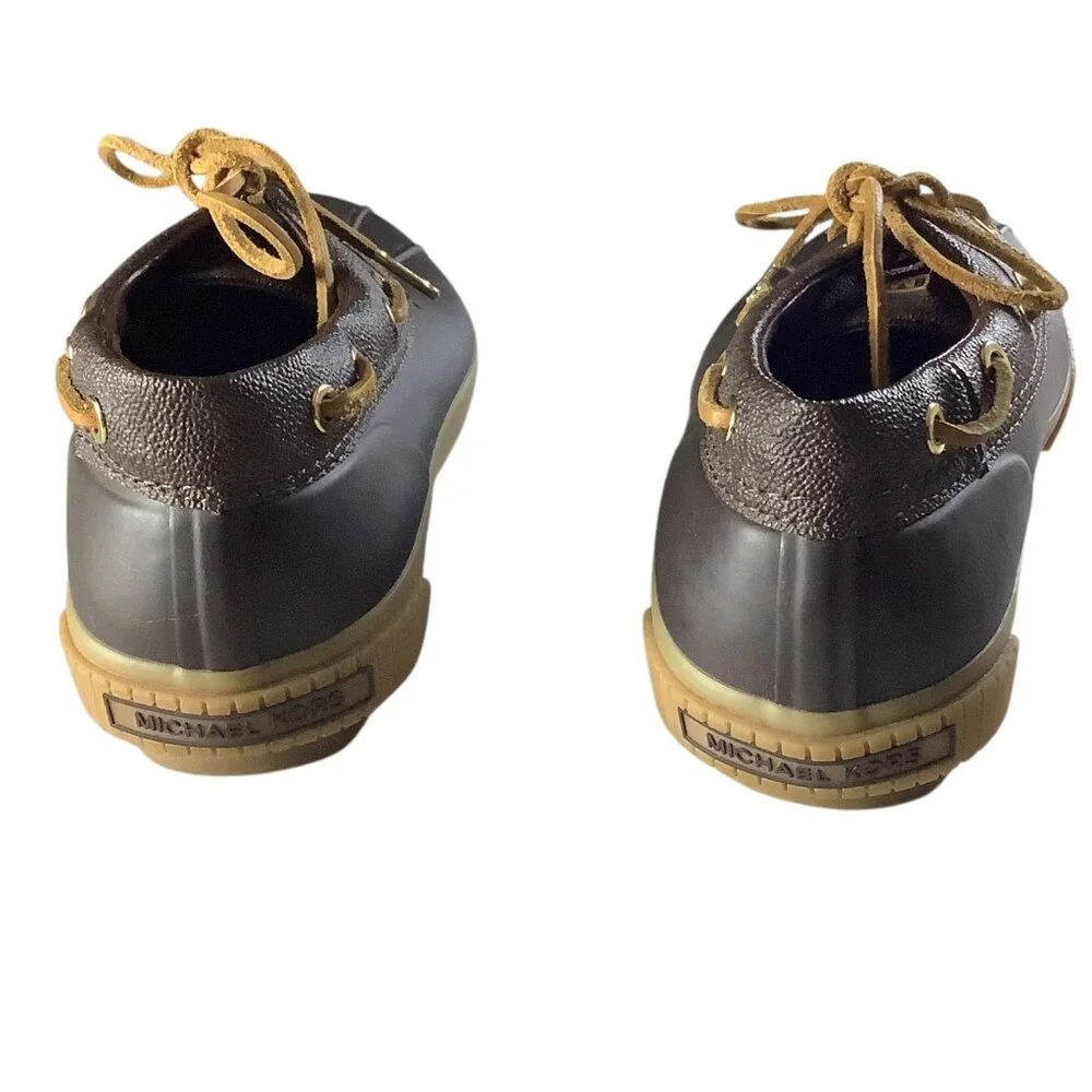 Michael Kors Womens Duck Shoes‎ Brown Rubber Sole Lace Up Size 8 Sturdy Outdoor